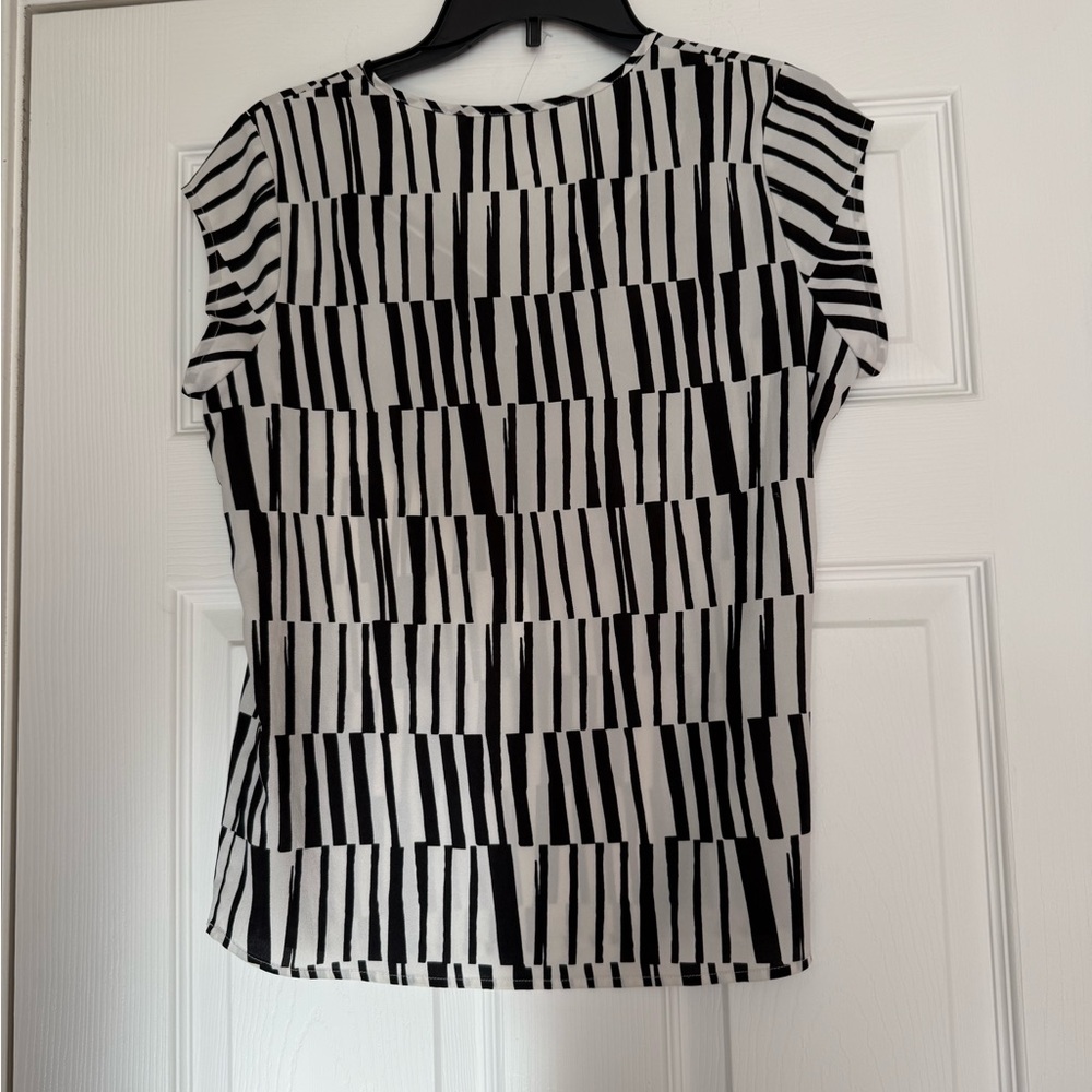Ivanka Trump Black and White Striped Blouse - Picture 2 of 4